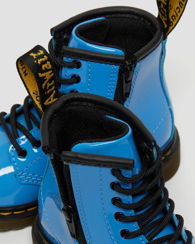 Kids' Dr Martens Toddler 1460 Patent Leather Lace Up Boots Blue | AU 700GSO